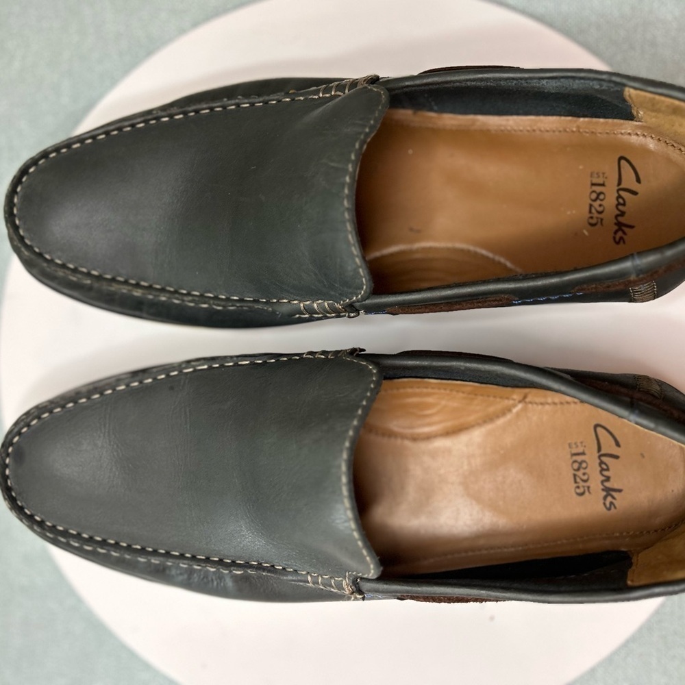 Clarks Kelan Lane Navy Leather Loafers Men’s Size 11 - Picture 13 of 14